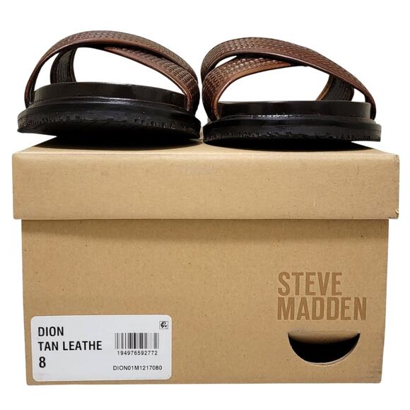 Steve Madden Men Dion Crisscross Slide Sandal Size US 8D Tan Brown Woven Leather main image 5